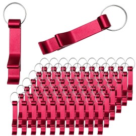 MTOMDY 50 Pcs Bottle opener Keychain Bulk,Soda Beverage Beer Bottle Opener Keychain,Bottle Openers Aluminum Beer Bottle Opener Claw Beverage Keychain Ring for Kitchen,Wedding, Bar,Party(Red)