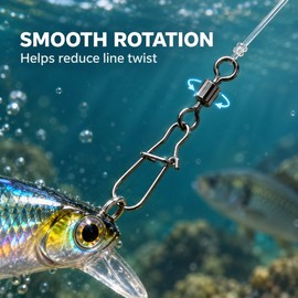 50-Pack Size 10 Duo-Lock Snap Swivels, 20mm 11kg Stainless Steel Fishing Barrel Swivel Connectors