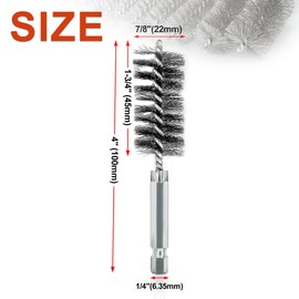 ASNOMY Pack of 5 22 mm Wire Brush for Drill, Various Sizes, Cylinder Brush, with Hexagonal Bar, Stainless Steel Hole Brush, Cylinder Wire Brush for Drill, Polishing, Grinding, Cleaning