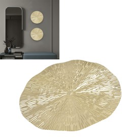 Acouto - Decoración redonda para pared, estilo elegante, material de hierro, 24,5 cm, 24,4 cm, textura delicada, aspecto dorado, círculo irregular, decoración de pared redonda, decoración de pared