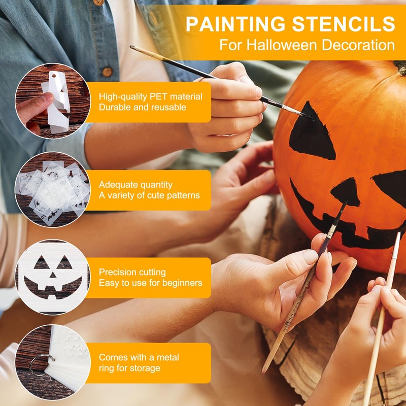 OOTSR 48 PCS Halloween Painting Stencils for Craft Reusable, Drawing