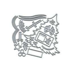 Christmas Tree Frame Metal Die Cuts,Merry Christmas Tree Cedar Bowtie Cutting Dies Cut Stencils DIY Scrapbooking Decorative Embossing Paper Party Wedding Card Making