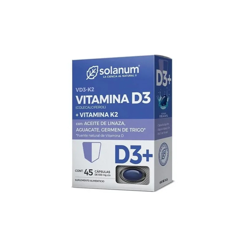 Vitamina D3 + Vitamina K2 Aceite De Linaza Solanum 45