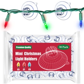 Miuezuth Mini Christmas Light Suction Cups [Set of 30] Small Clear Suckers for Fairy Lights, Light String Hooks Holders, Rope Light Caddy Window Suction Cup Clips Hang Seasonal Xmas Decorations