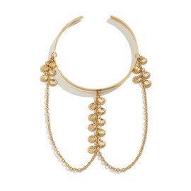 Rannyrena Punk Star Shell ButterfLy Tassel Upper Arm Cuff Boho Chain Long Pendant Armlet Bangle Bracelet Beach Wedding Bridal Arm Accessory for Women (Gold shell)