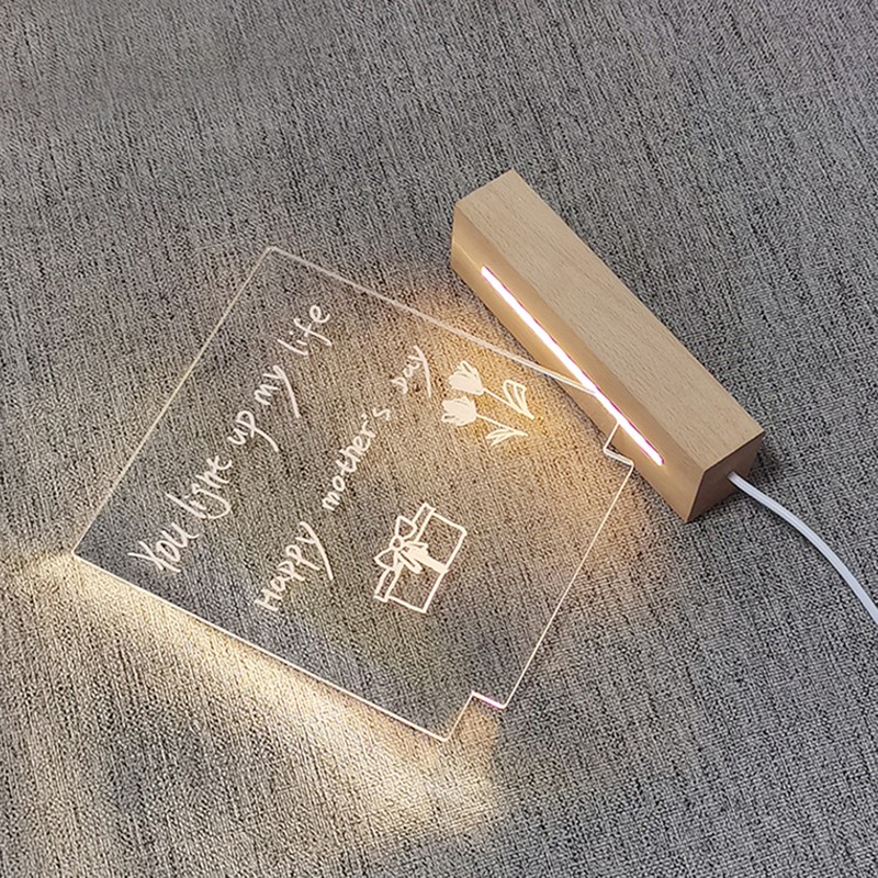 Desktop Luminous Memo Note Board Plug In LED Lamp Base