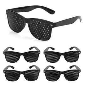YiliYa Pack of 5 Eye Trainer Hole Glasses, Grid Glasses for Eye Training, Black Grid Glasses, Pinhole Glasses, Grid Glasses with Foldable for Eye Relaxation Training