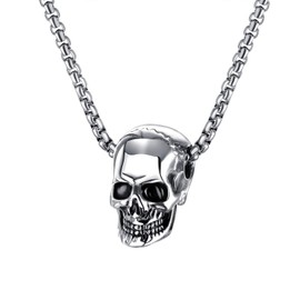dsanbo Men's Stainless Steel Chain Skull Pendant Biker Gothic Skull Skeleton Necklace, Stainless steel, metal