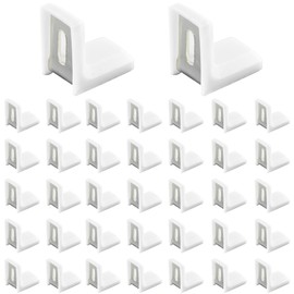 40 PCS L Shape Right Angle Corner Brackets,Shelf Bracket,Plastic Ourside Metal Inside Corner Brace (White)