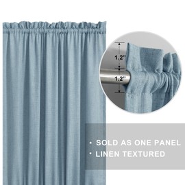KOUFALL Front Door Curtains for Glass Door Curtains 52 Inches Wide by 72 Inches Long Light Filtering Privacy Protected Linen Blend Farmhouse Boho Panels Bonus Tie-Back 1 Panel Stone Blue