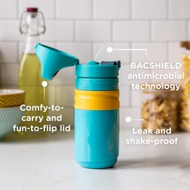 Tommee Tippee Superstar - Vaso de paja Sportee con tapa abatible, 18 m + 11 onzas, 1 paquete, a prueba de fugas y agitaciones, boquilla antimicrobiana