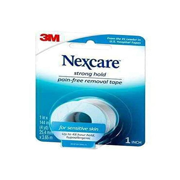Nexcare Sensitive Skin Tape, Pain-free removal with minimal hair-pulling, 1 in x 4 yd, 6 pack