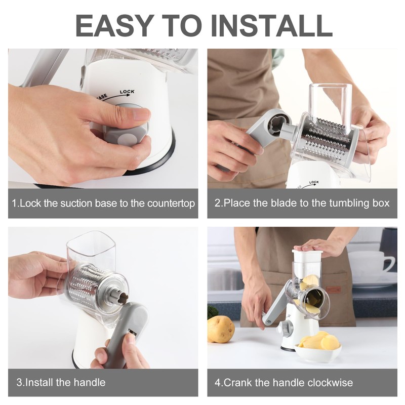 Cambom 5 in 1 Rotary Cheese Grater Hand Crank Cheese