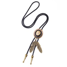 Borsgye Bohemian Braided Leather Necklace Men Tribal Hipppie Hand-Woven Prehistoric Ethnic Choker for Women and Men Bronze Jazz Hat Pendant