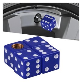ZIMISI 4PCS Dice Tire Valve Stem Caps, Corrosion Resistant Car Tire Caps, Leakproof Dustproof Wheel Valve Stem Covers, Dice Air Cap Set for Cars, SUVs, Trucks, Motorcycles (Blue)