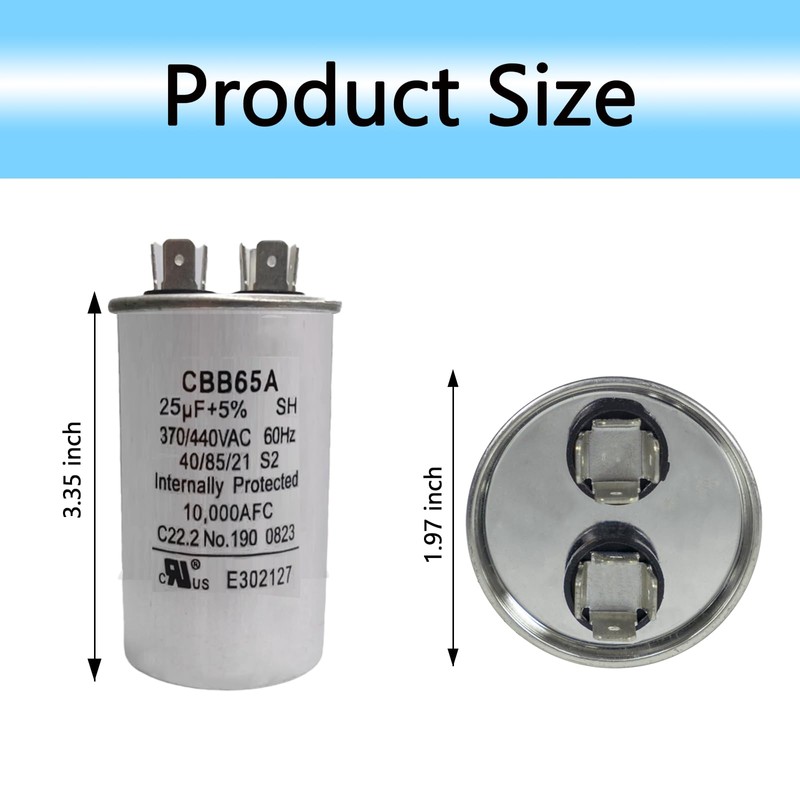 25uF 25MFD 50/60Hz 370VAC 440VAC CBB65 Round Run Start Capacitors