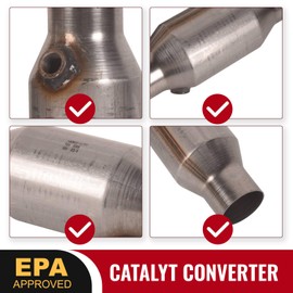 TOPAZ 2.5" Inlet/Outlet Universal High Flow Front Catalytic Converter Compatible with 2.5"Inlet/Outer Diameter Exhaust Pipes Stainless Steel 425250 2PCS