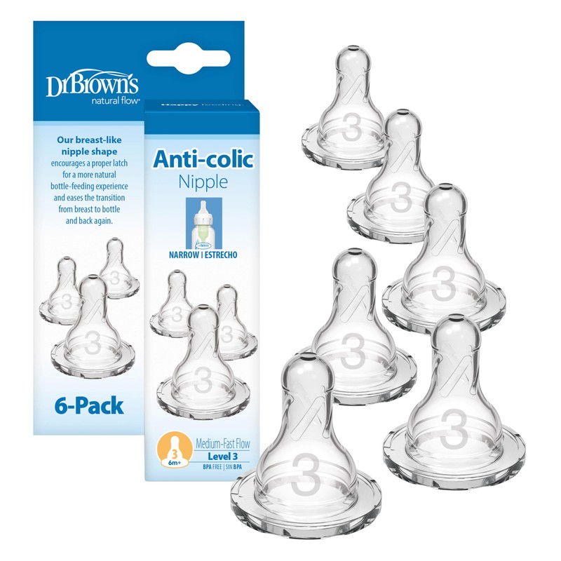 Dr. Brown's Natural Flow Level 3 Narrow Baby Bottle Nipple,