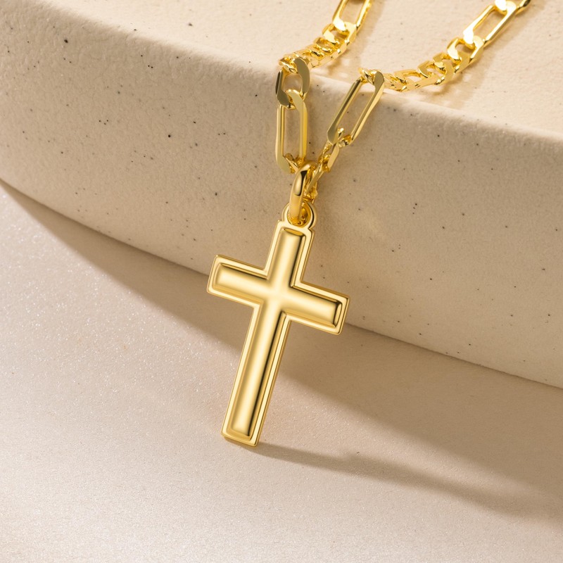 Kelli Myers Gold Cross Necklace for Mens Cross Chain Faithful
