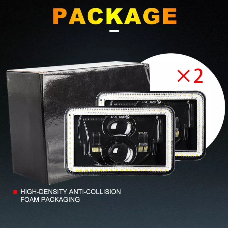 BraveWAY 4PCS 4X6" LED Headlights DOT Approved with High Low