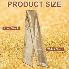 Janinka Sequin Wreath Sash for Front Door Wreath Sparkly Sash for Embroidery Monogram Garland Ribbon Accessories Yard Doorway Indoor Outdoor Wall Wedding Bling Glitter Home Decor 4.5 x 56''(Gold)