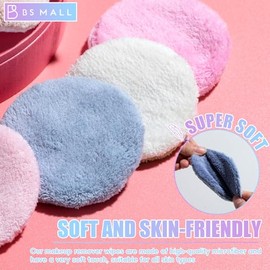 BS-MALL 6 discos desmaquillantes reutilizables con caja redonda - Toallitas suaves de agua micelar para sombras de ojos y limpieza facial - Suaves par