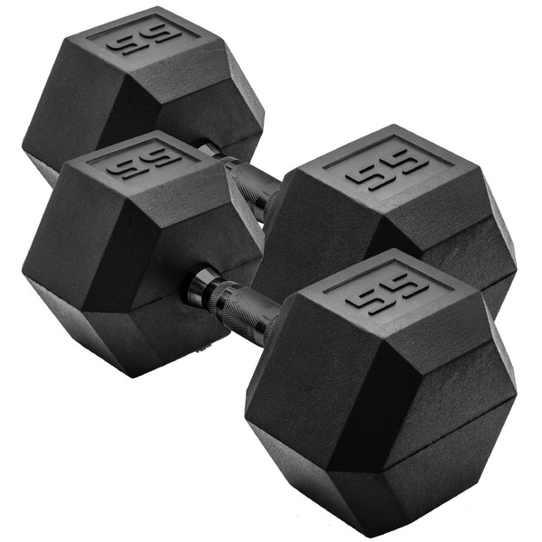 CAP Barbell 55 LB Coated Hex Dumbbell Weight Pair with