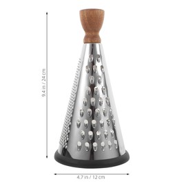 Cabilock 9 Inch Stainless Steel Cone Grater with Wooden Handle Multi-Function Cheese and Vegetable Shredder for Kitchen Use Manual Cone Cheese Grater