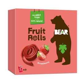BEAR - Rollitos de Fruta Fresa - Ingredientes 100% naturales - Sin azúcares añadidos - Meriendas escolares y de almuerzo saludables para...