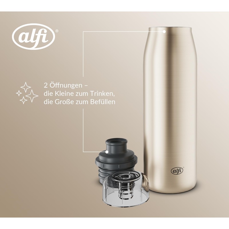alfi ISO Bottle 500 ml, Gold Champagne, Insulated Drinking Bottle