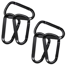 Carabiner, Pack of 6 Screw Carabiners, Aluminium Carabiner Hook, Robust Aluminium Carabiner, Carabiner Hook D Clip, for Outdoor Sports, Gym, Camping Accessories (Black)