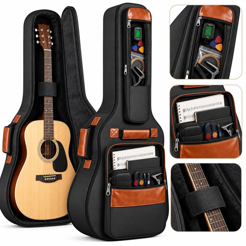 41-Inch Acoustic Guitar Bag for Travel – Thickened Padded Oxford