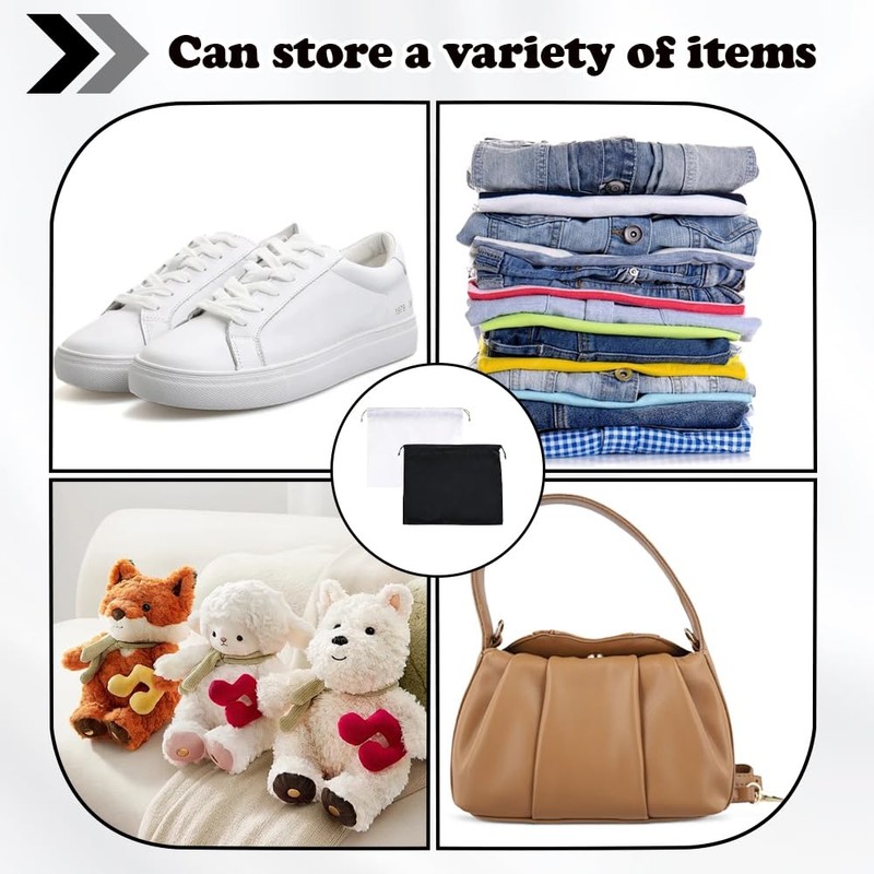 2 PCS 50×40cm Dust Bags for Handbags White Black Purse