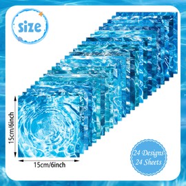 24 Sheet Blue Ocean Scrapbook Paper, 6 x 6” 24 Designs Ocean Waves Patterns Art Craft Paper for Summer DIY Card Scrapbooking Making Photo Album Journal Decor