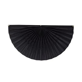 Memorial Pleated Fan - Indoor/Outdoor Black Bunting, Mourning and Holiday Banner, Made in the USA, 4' x 8', Heavyweight Nylon Fabric, by Old Glory Bunting