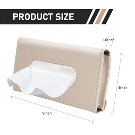 Ferianl Car Visor Tissue Holder, Upgraded Version Hanging Tissue Holder in Car, Premium PU Leather Paper Napkin Organizer, Universal for Vehicles, Trucks, RVs and More (Beige)