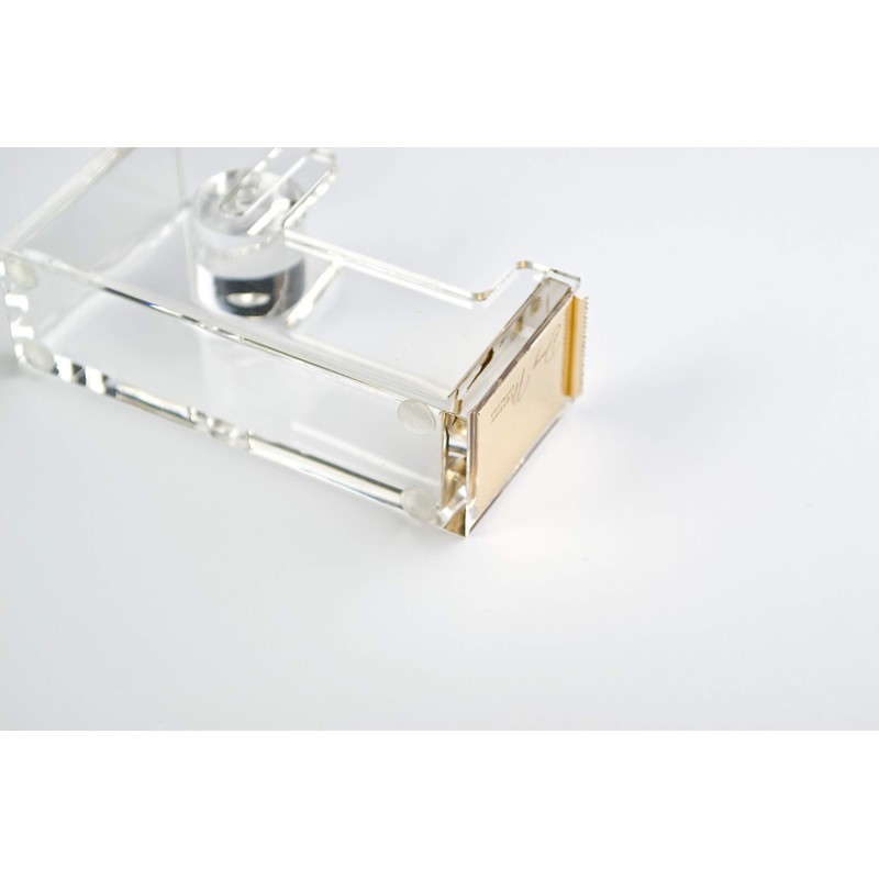 Dany Marcus Clear Acrylic Tape Dispenser with Gold Detail, Hand