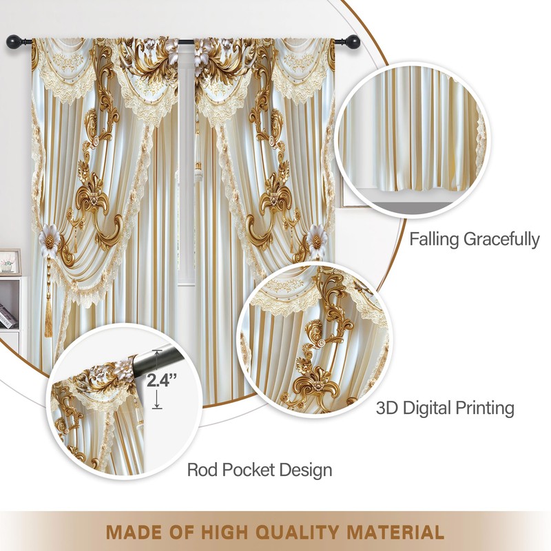 White Gold Vintage Elegant Luxury No Living Room Bedroom Window