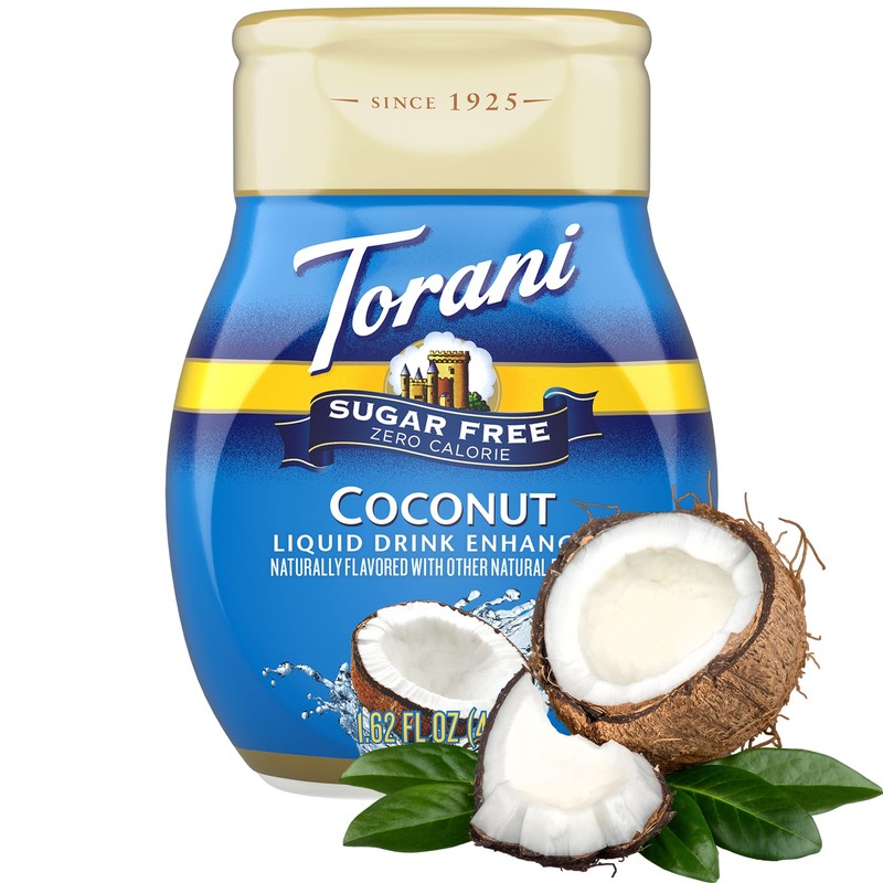Torani Sugar Free Coconut Liquid Drink Enhancer, Water Flavoring 2-Pack,