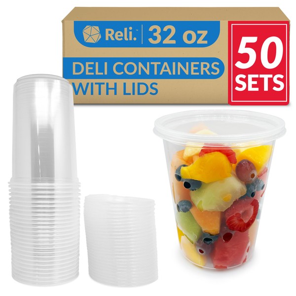 Reli. Reli. Deli Containers with Lids (50 Sets), 32 oz
