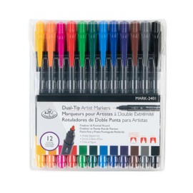 Royal & Langnickel - 12pc Dual Tip Artist Markers - Pointed Round Tip and Fineliner