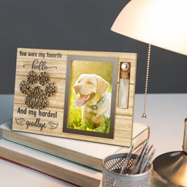 Dog Photo Frame, Pet Memorial Gifts, Sympathy Gifts for Loss of Dog, Wooden Photo Frame Gift for Pets Dog Cat Memory, Pet Remembrance Picture Frame, Picture Frames Condolence for Animal Lovers (A)