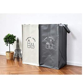 It likes Separate Recycling Waste Bin Bags for Kitchen Home Recycle Garbage Trash Sorting Bins Organizer Waterproof Baskets Compartment Container (Set of 2 Color Pack)