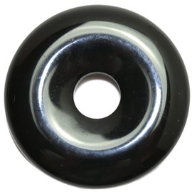 Steinfixx® - Obsidian Gemstone Donut Optional as a Necklace with Silver-Plated or Gold-Plated Spiral and Suede Band | Healing Stone | Gemstone | Chakra Stone, Crystal Gemstone Obsidian, Obsidian