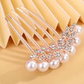Chargances Vintage Pearl Rhinestone Hair Comb Bridal Crystal Gem Side Combs Long Teeth Hair Pins Wedding Hair Accessories for Women