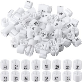 GORGECRAFT 180Pcs Clothes Hanger Marker Number 24 to 38 Trouser Size Markers Tag White Fit 9.5mm Rod Round Small Plastic Blank Garment Colored Hanger Sizer Clips for Clothing Color Coding
