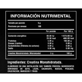 Ultra Pure Supps Creatina Micronizada 500g Sin Sabor