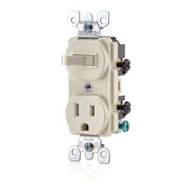 Leviton T5225-I Combination, 15 Amp, 120 Volt AC Toggle Switch, and 15 Amp,... - Light Almond