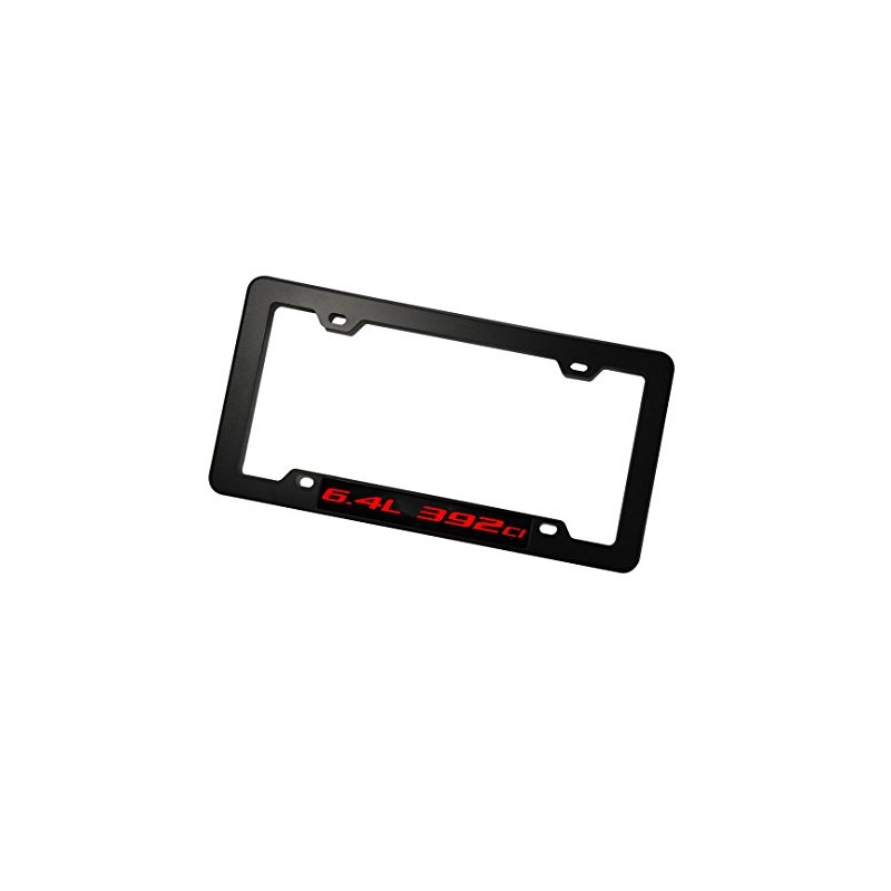 ERPART Black License Plate Tag Frame with 6.4L 392ci RED