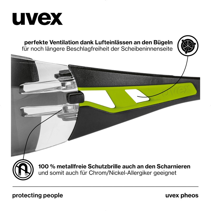 Uvex Pheos - Safety Glasses - Temple Glasses Supravision Excellence
